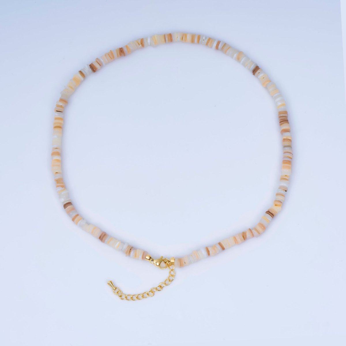 24K Gold Filled Irregular Natural Brown Shell Chip Beads Pearl Gemstone 15.75 Inch Handmade Necklace | WA - 3247 - DLUXCA