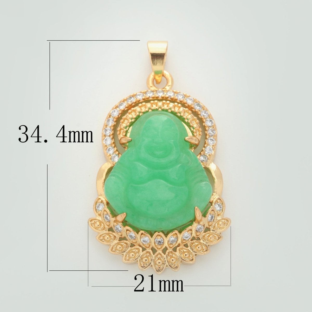 24K Gold Filled Jade Buddha Laughing Buddha Pendant Micro Pave Pendant for Necklace Component AH-333 AH-334