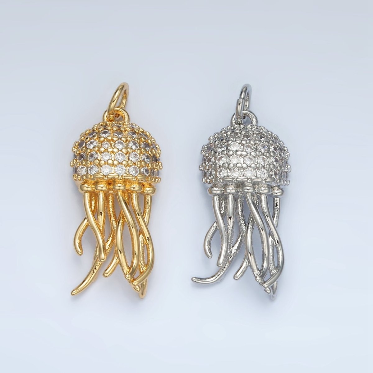 24K Gold Filled Jellyfish Micro Paved CZ Charm in Gold & Silver | AG863
