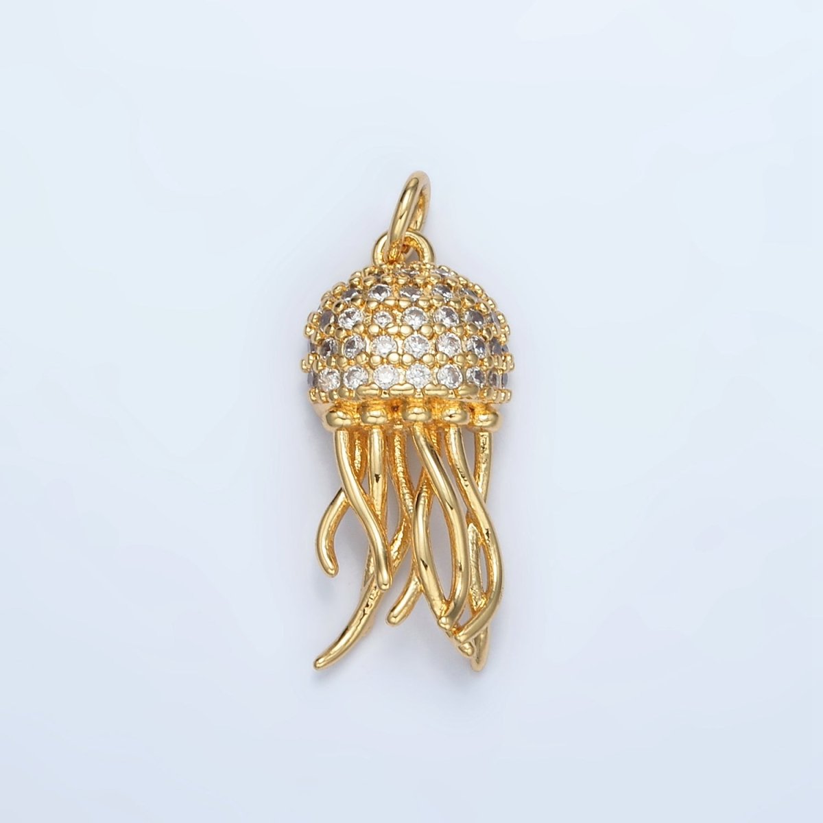 24K Gold Filled Jellyfish Micro Paved CZ Charm in Gold & Silver | AG863