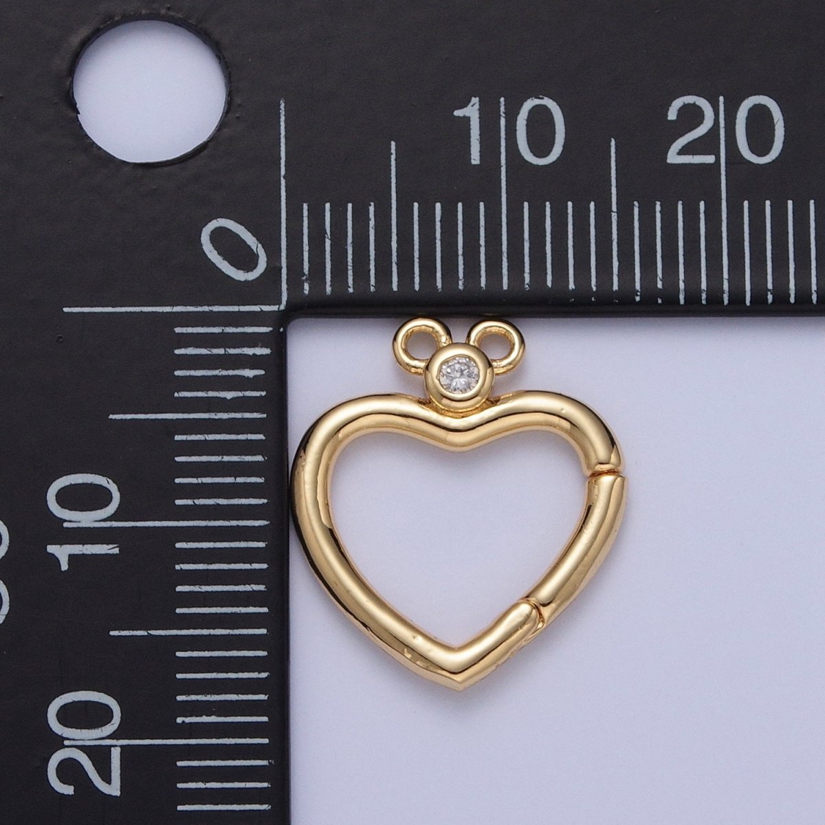 24K Gold Filled Jewelry Closure, Heart Toggle Clasps with Cubic Zirconia L-786~L-789