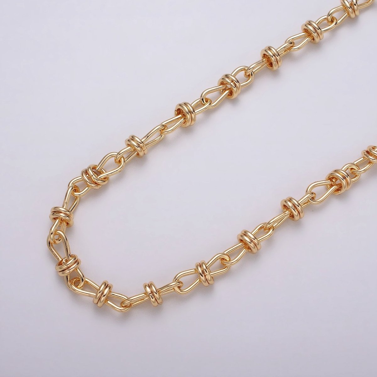 24K Gold Filled Knot Cable Chain Link Bold 6.8mm Cable Chain Link Unfinished Yard Chain in Gold & Silver | ROLL-1309 ROLL-1310 Clearance Pricing