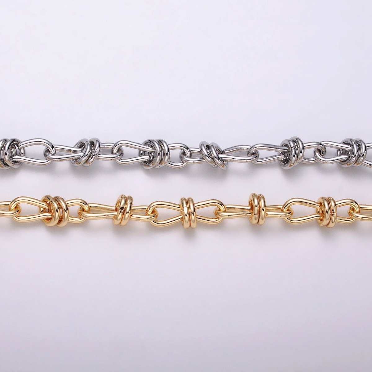 24K Gold Filled Knot Cable Chain Link Bold 6.8mm Cable Chain Link Unfinished Yard Chain in Gold & Silver | ROLL-1309 ROLL-1310 Clearance Pricing