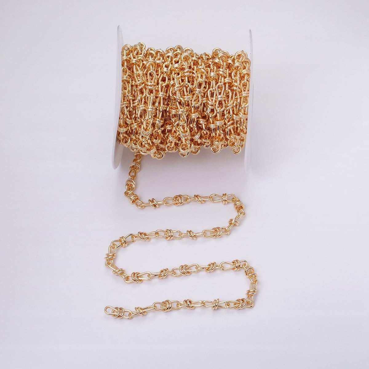 24K Gold Filled Knot Cable Chain Link Bold 6.8mm Cable Chain Link Unfinished Yard Chain in Gold & Silver | ROLL-1309 ROLL-1310 Clearance Pricing