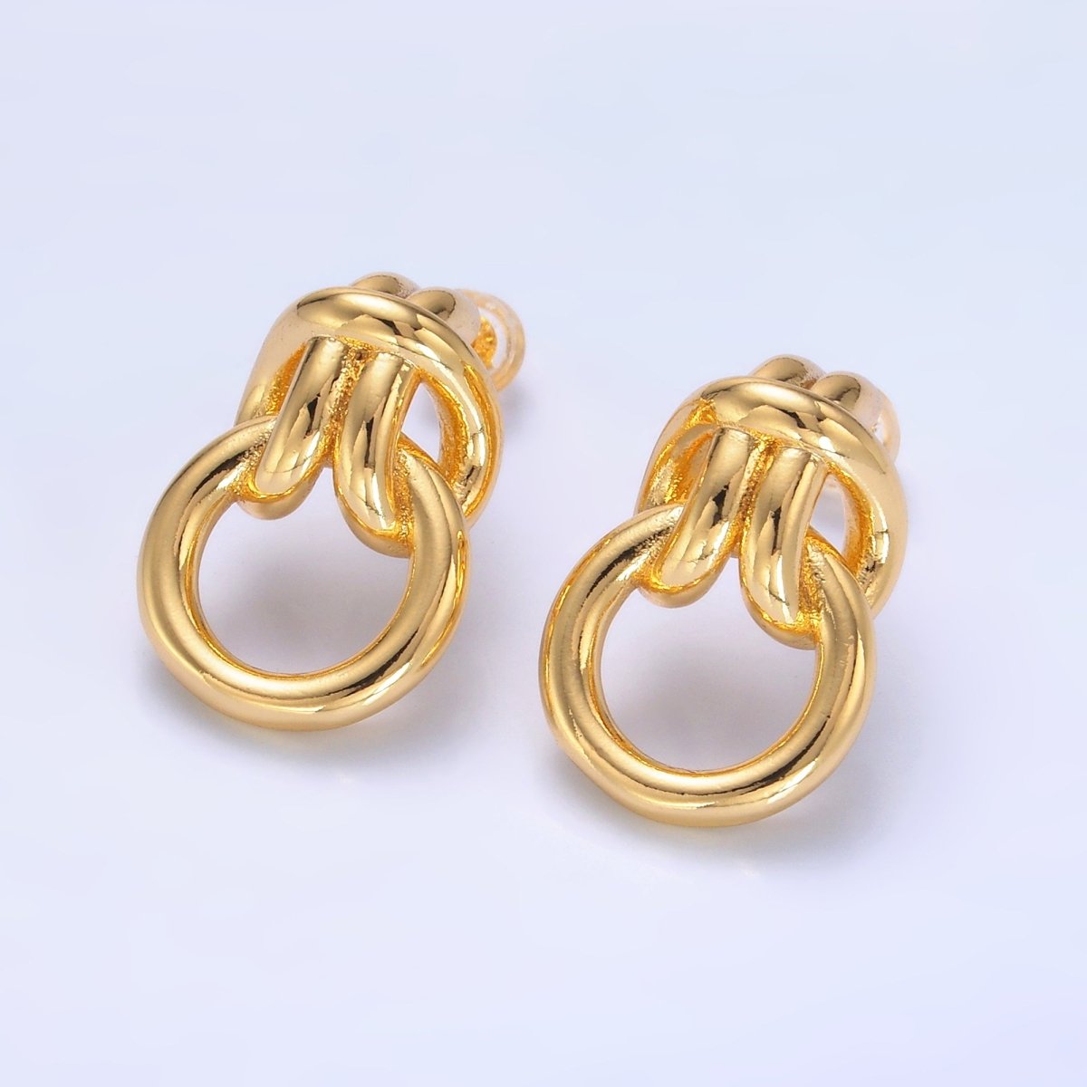 24K Gold Filled Knot Doorknocker Drop Stud Earrings in Gold, Silver & Mixed Metal | AB865-AB867