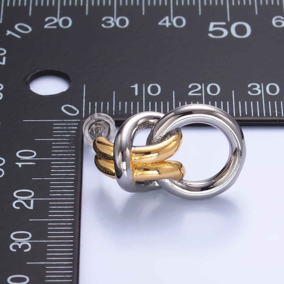 24K Gold Filled Knot Doorknocker Drop Stud Earrings in Gold, Silver & Mixed Metal | AB865-AB867