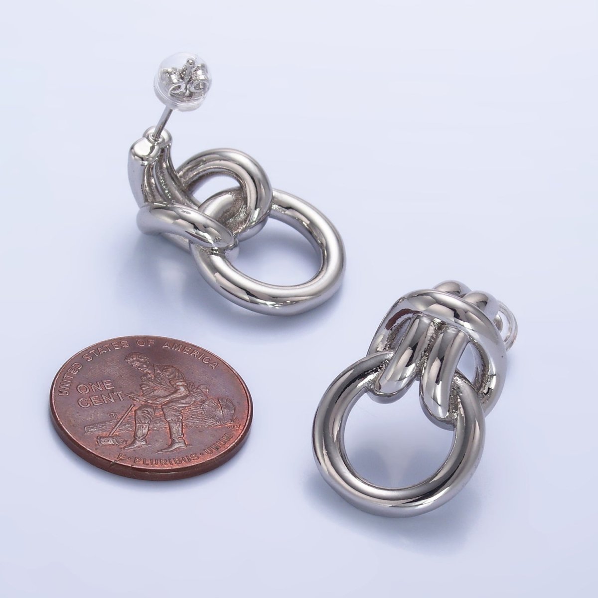 24K Gold Filled Knot Doorknocker Drop Stud Earrings in Gold, Silver & Mixed Metal | AB865-AB867