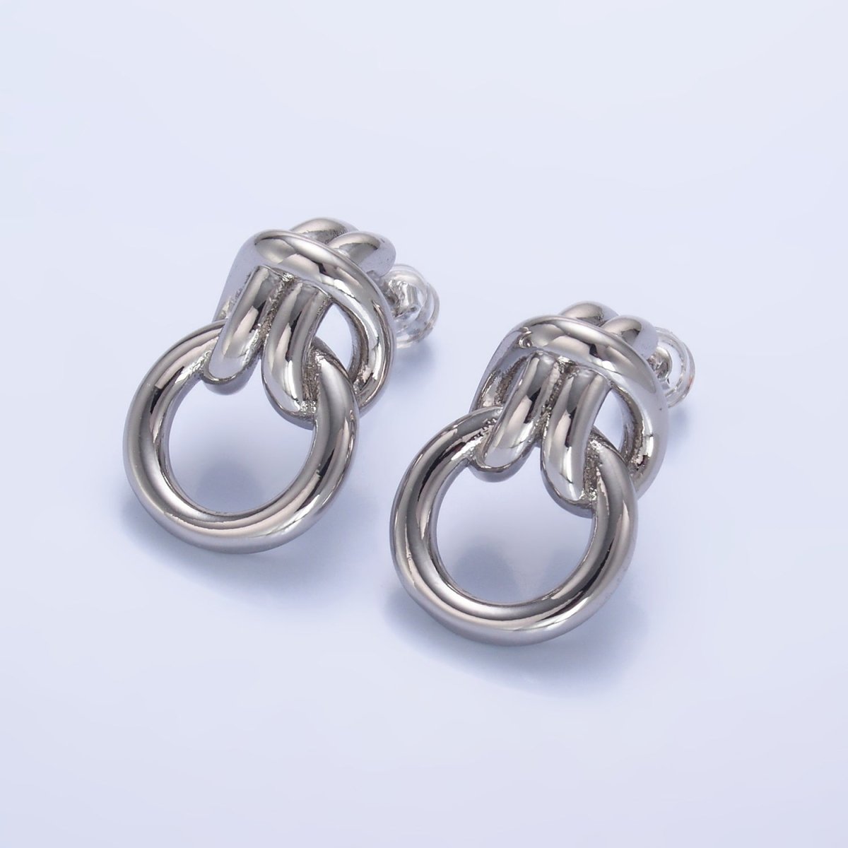 24K Gold Filled Knot Doorknocker Drop Stud Earrings in Gold, Silver & Mixed Metal | AB865-AB867