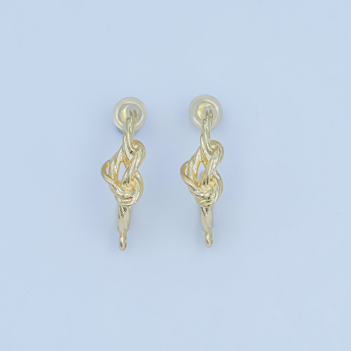 24K Gold Filled Knot Foil J - Shaped Hoop Drop Earring Findings | Z1133 - DLUXCA