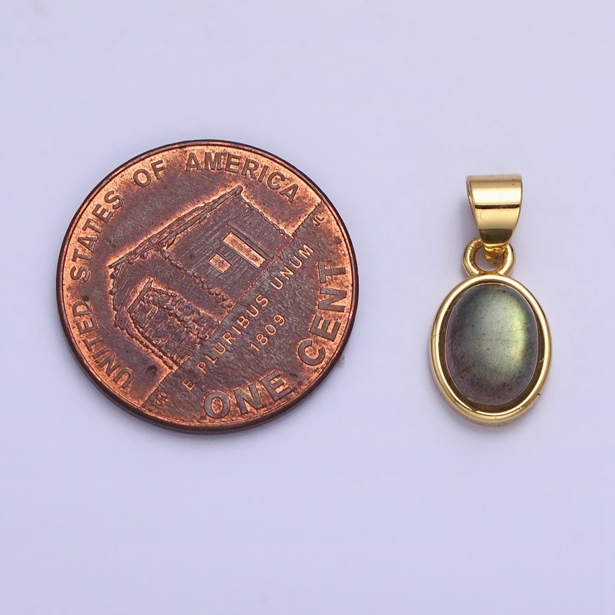 24K Gold Filled Labradorite: Spectrolite Natural Gemstone Oval Pendant | AA182 - DLUXCA