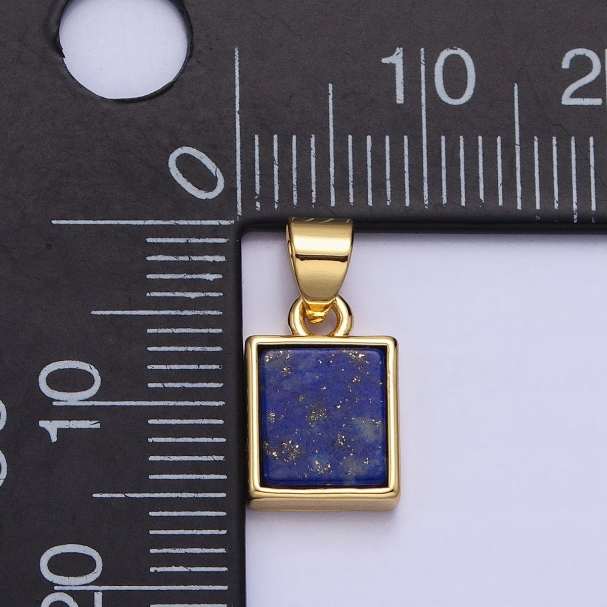 24K Gold Filled Lapis Lazuli Natural Gemstone Rectangular Pendant | AA179 - DLUXCA