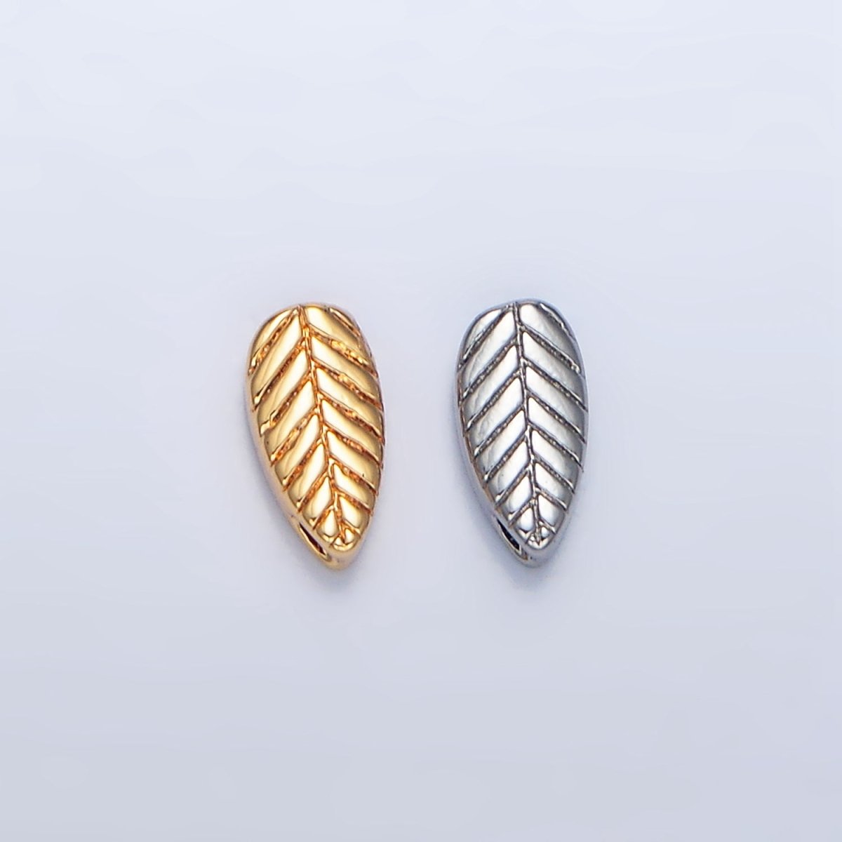 24K Gold Filled Leaf Nature Engraved Bead in Gold & Silver | B912