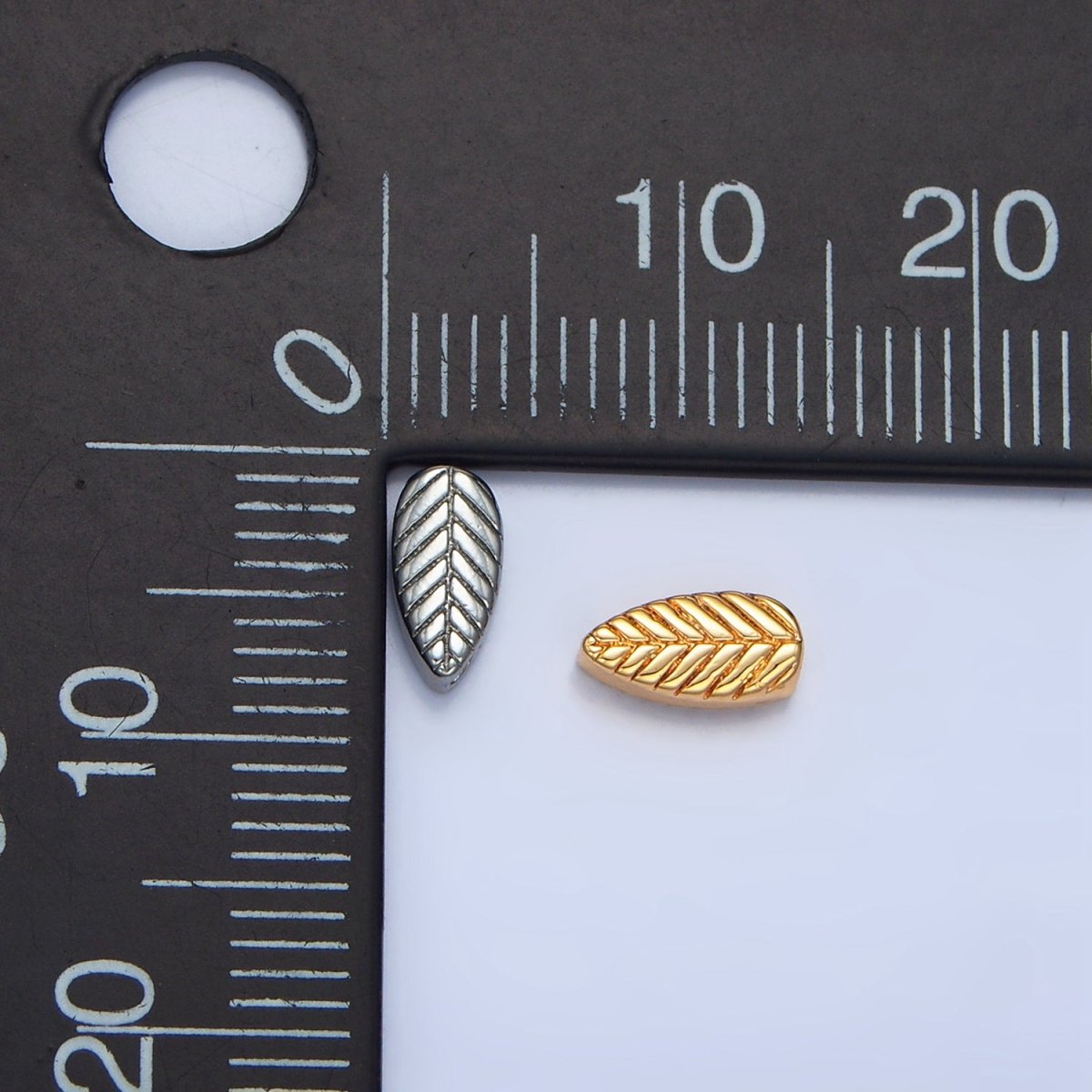 24K Gold Filled Leaf Nature Engraved Bead in Gold & Silver | B912