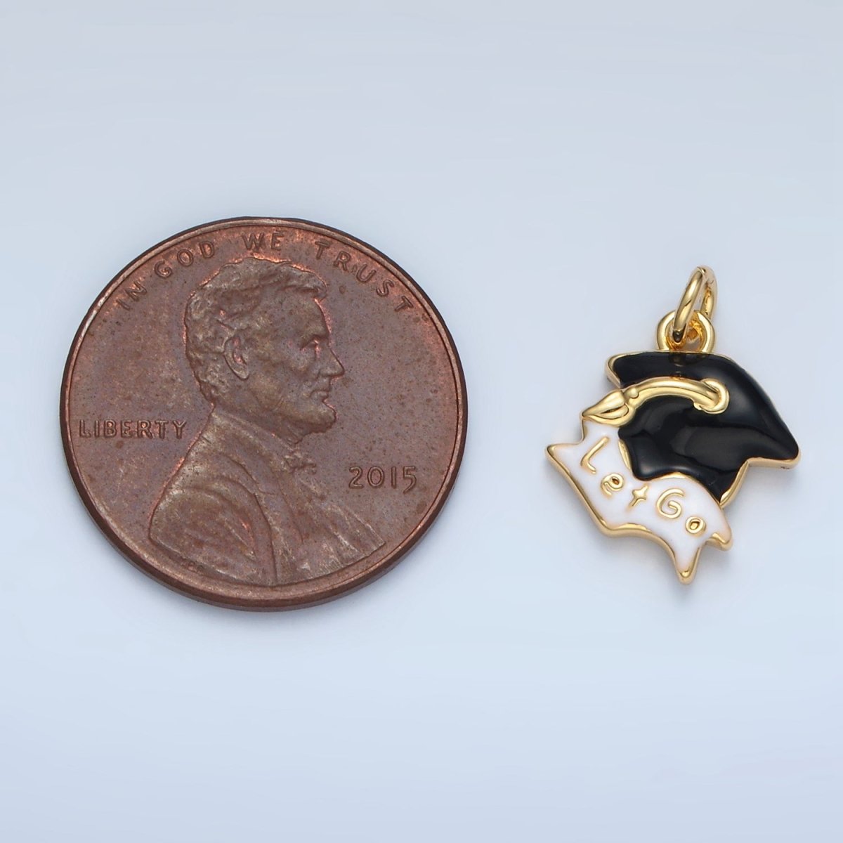 24K Gold Filled "Let's Go" Graduation Cap Charm in Gold & Silver | N737
