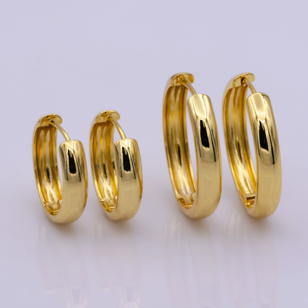 24K Gold Filled Leverback Earrings, 23, 30mm Minimalist Everyday Huggie Hoop Earrings | T-202 T-203