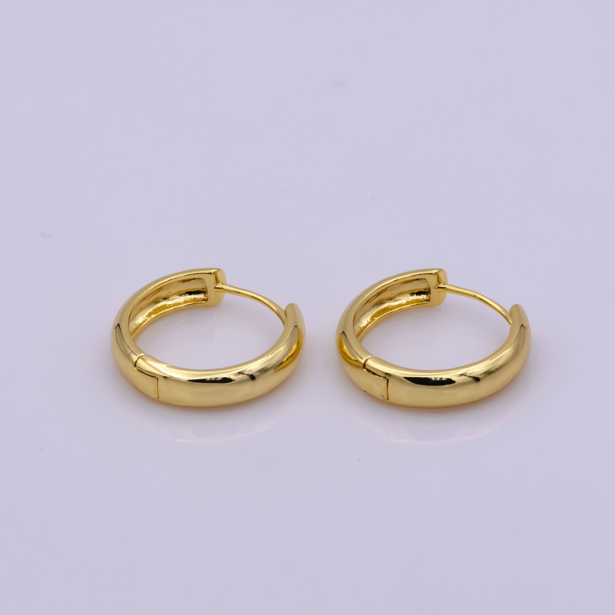 24K Gold Filled Leverback Earrings, 23, 30mm Minimalist Everyday Huggie Hoop Earrings | T-202 T-203