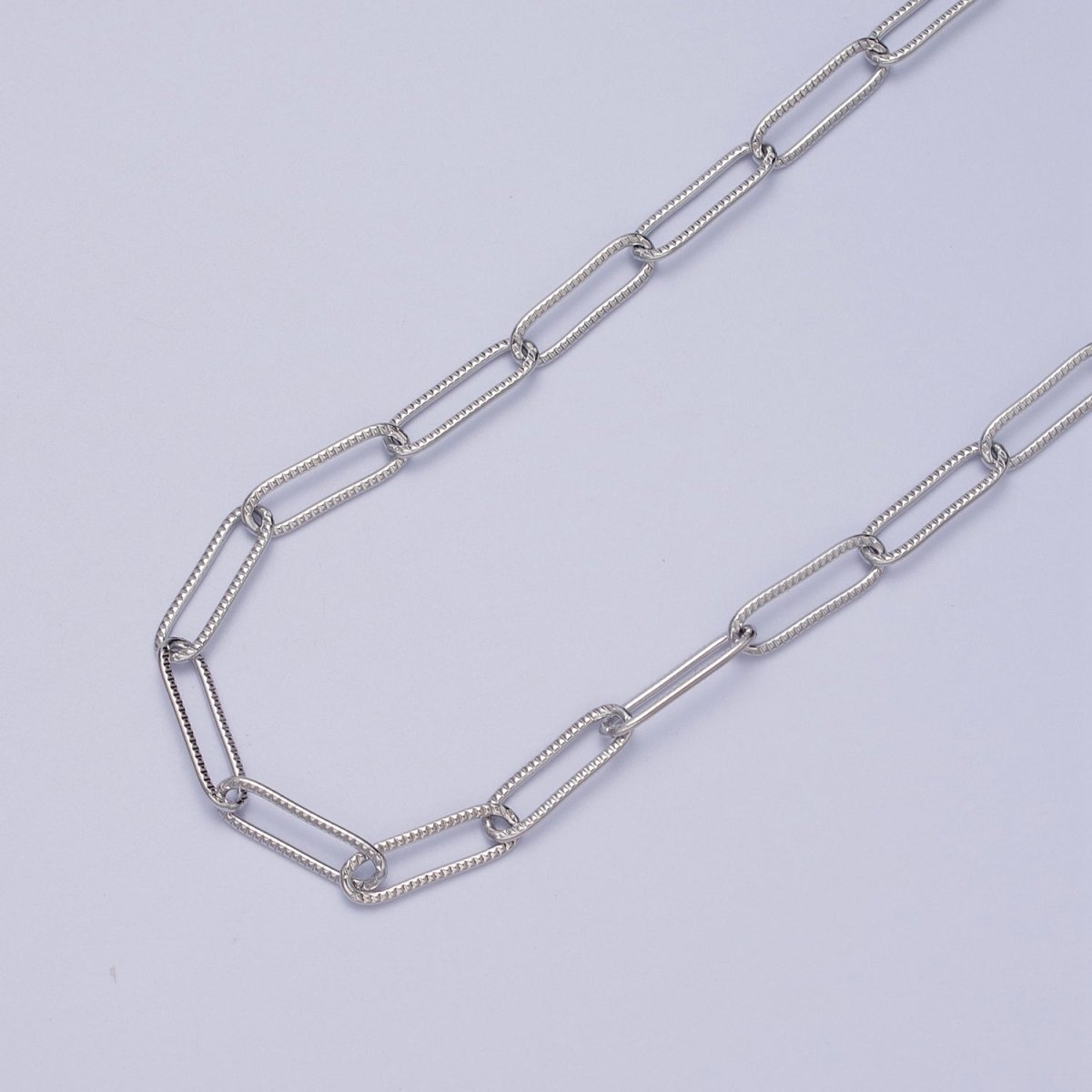 OS 24K Gold Filled Line Textured Paper Clip Unfinished 4.5mm Chain in Gold & Silver | ROLL-891 ROLL-892 Clearance Pricing