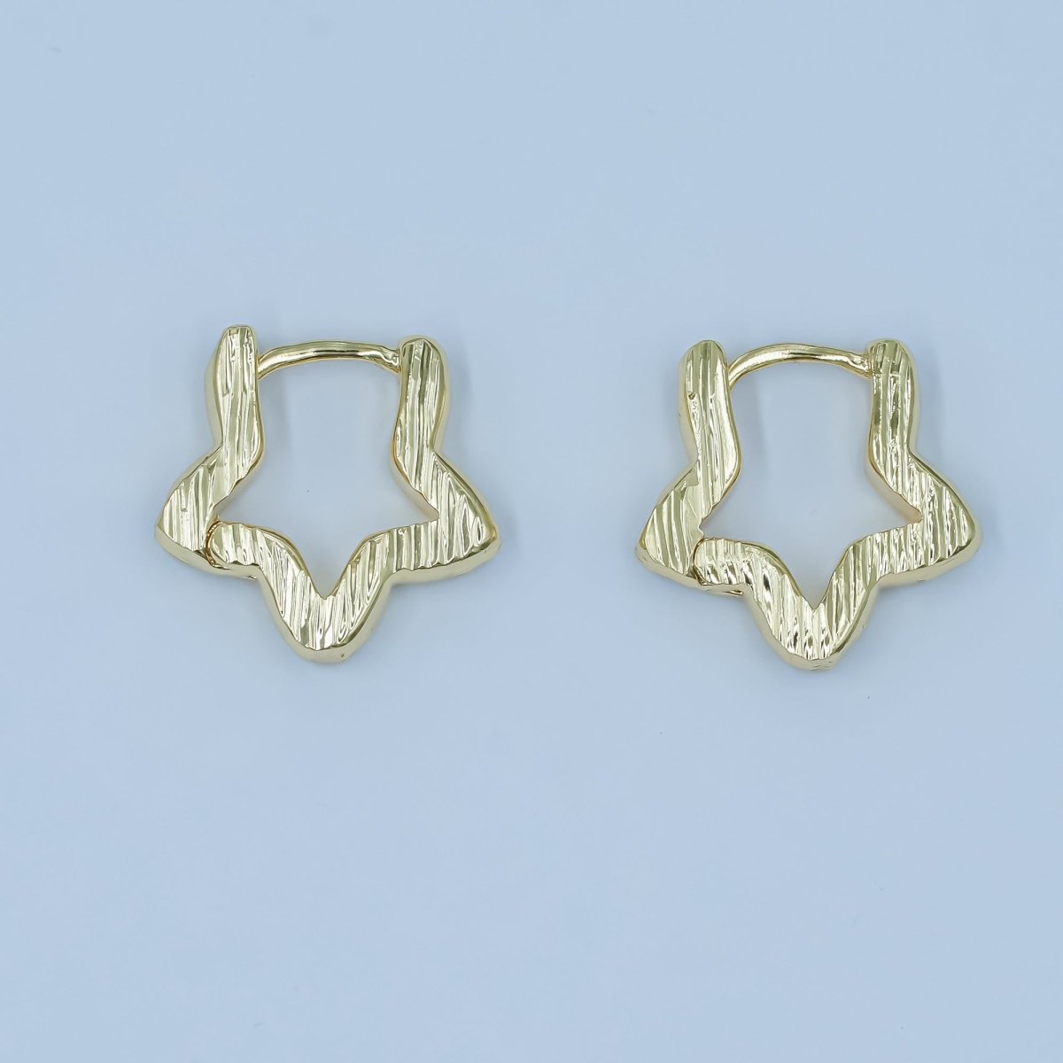 24K Gold Filled Line - Textured Star Hoop Earrings | AD1001 - DLUXCA