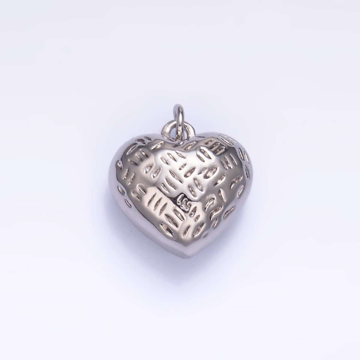 24K Gold Filled Lined Heart Multidimensional 3D Charm in Gold & Silver | W399