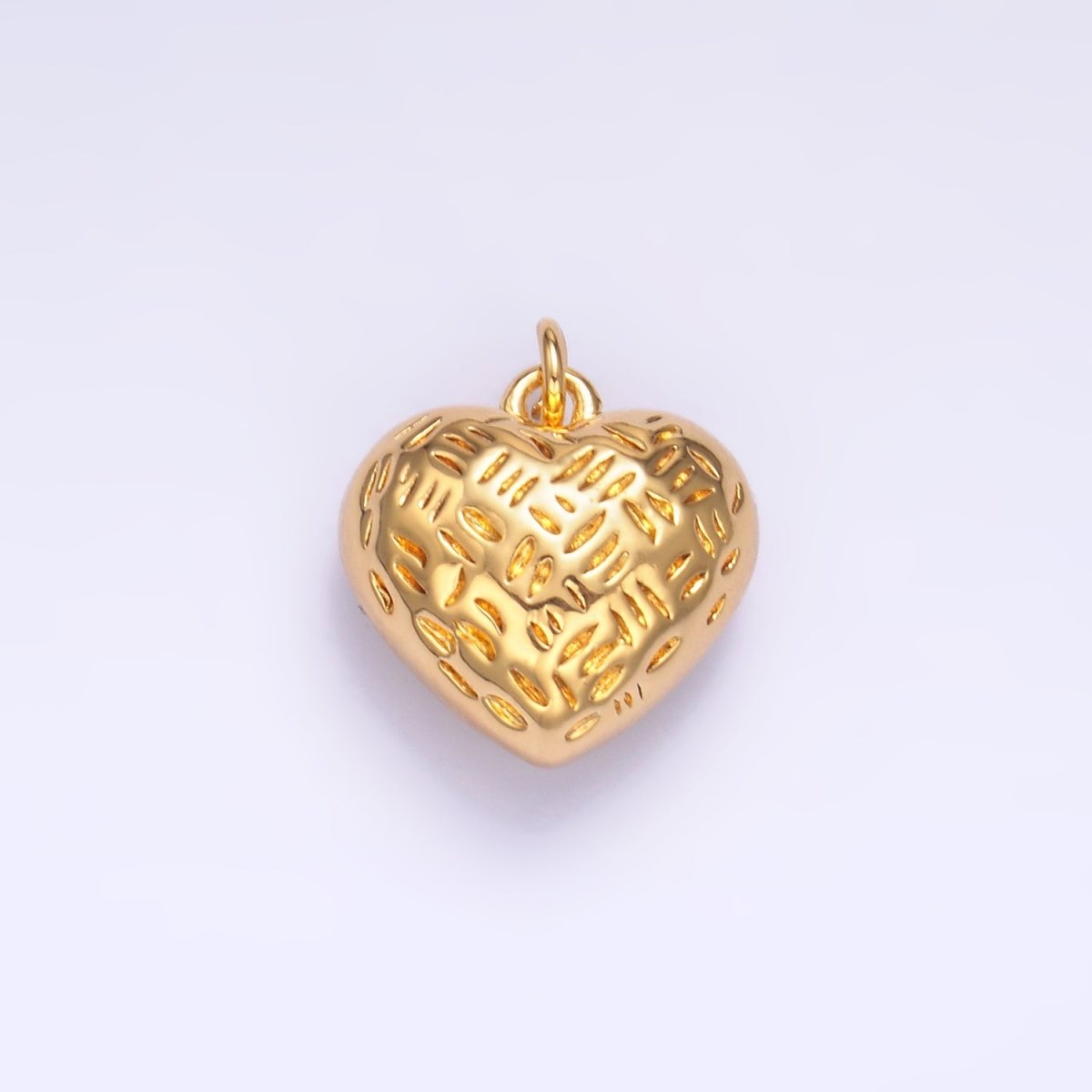 24K Gold Filled Lined Heart Multidimensional 3D Charm in Gold & Silver | W399