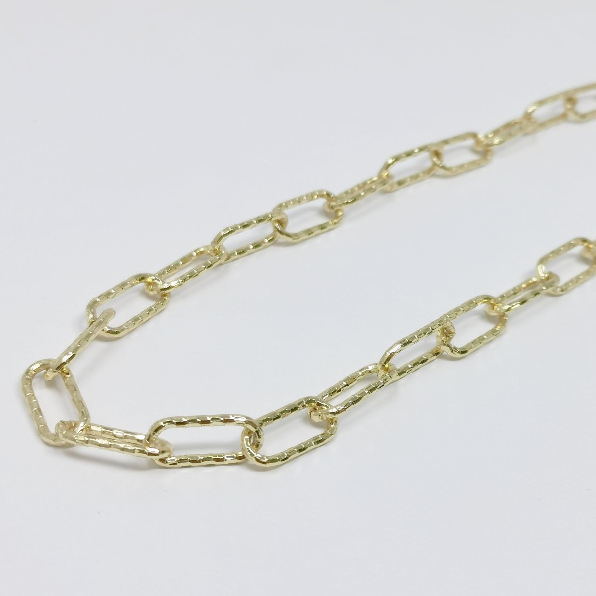 24K Gold Filled Linked Paperclip Chain By Yard, Oval Woven PaperClip Chain, Fancy Roll Chain | ROLL-359 ROLL-563 Clearance Pricing
