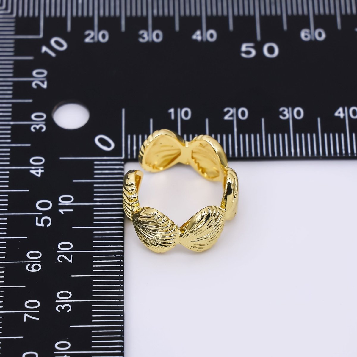 24K Gold Filled Linked Sea Clam Shell Adjustable Open Ring | O1462 ...