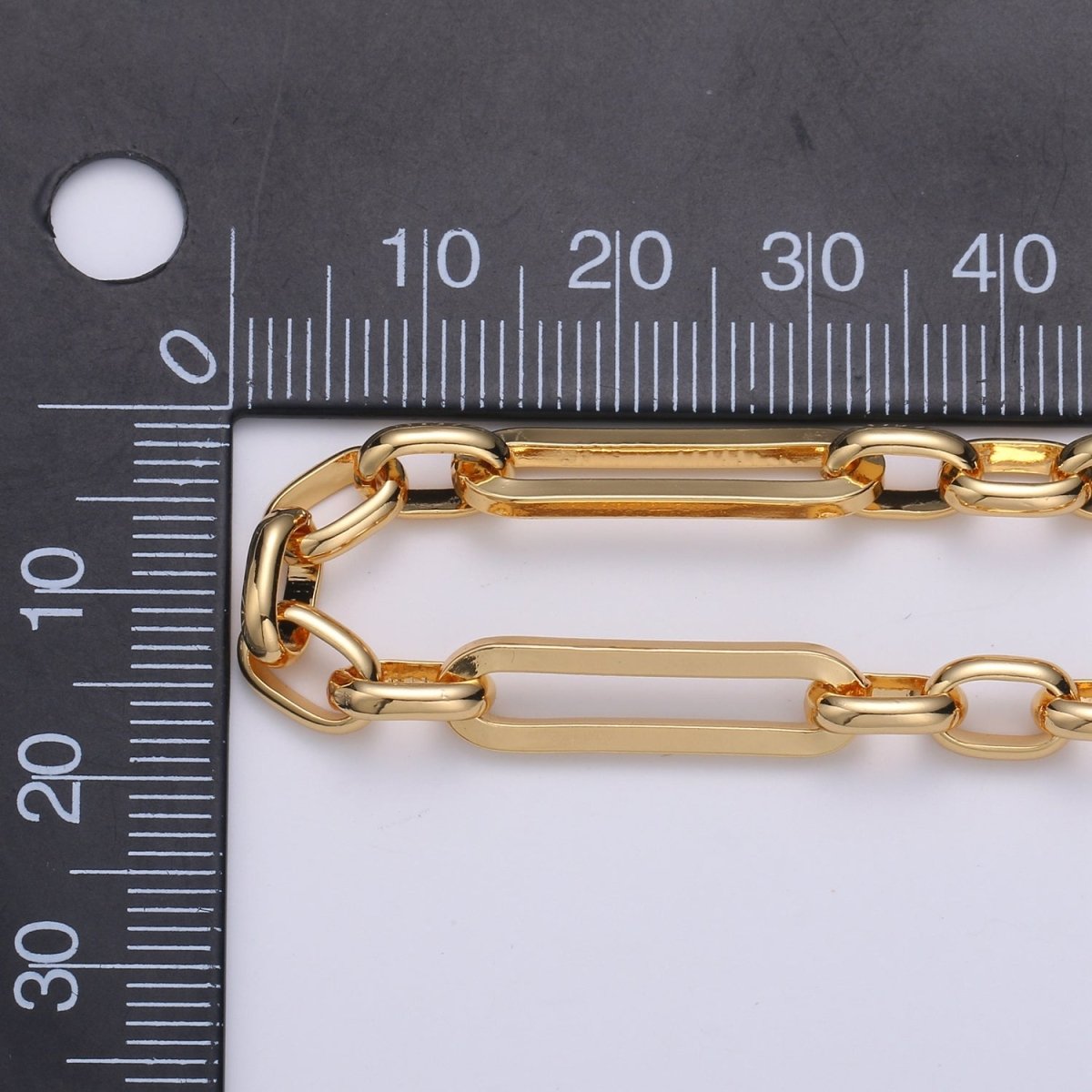 24K Gold Filled Long and Short Fancy Chain by Yard, Link Cable Thick Elongate Chain, Wholesale Roll Chain | ROLL-371