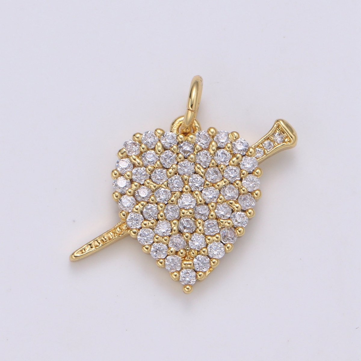 24K Gold Filled Love Arrow Heart Charm E-138 - DLUXCA