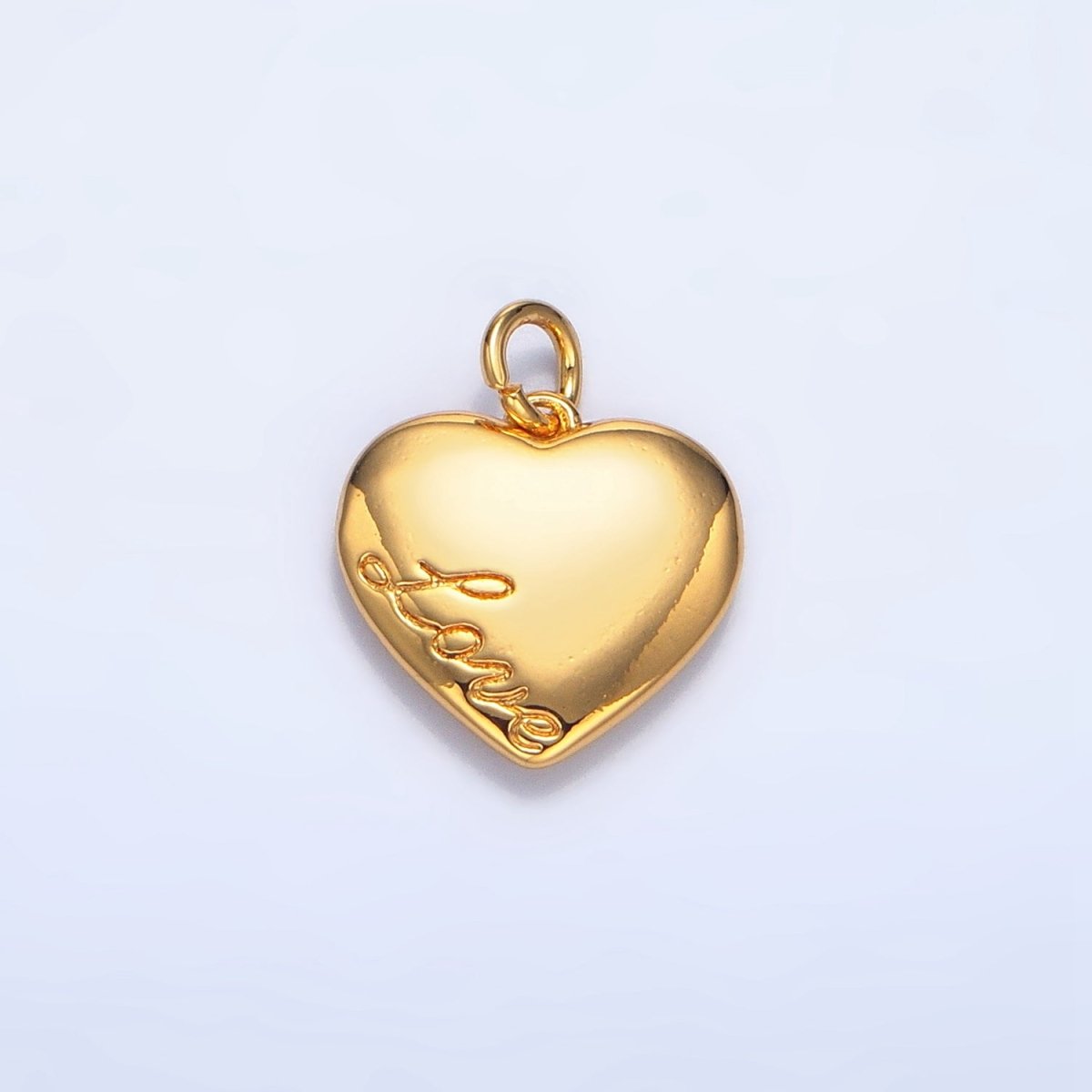 24K Gold Filled "Love" Cursive Script Chubby Heart Multidimensional Charm | X600