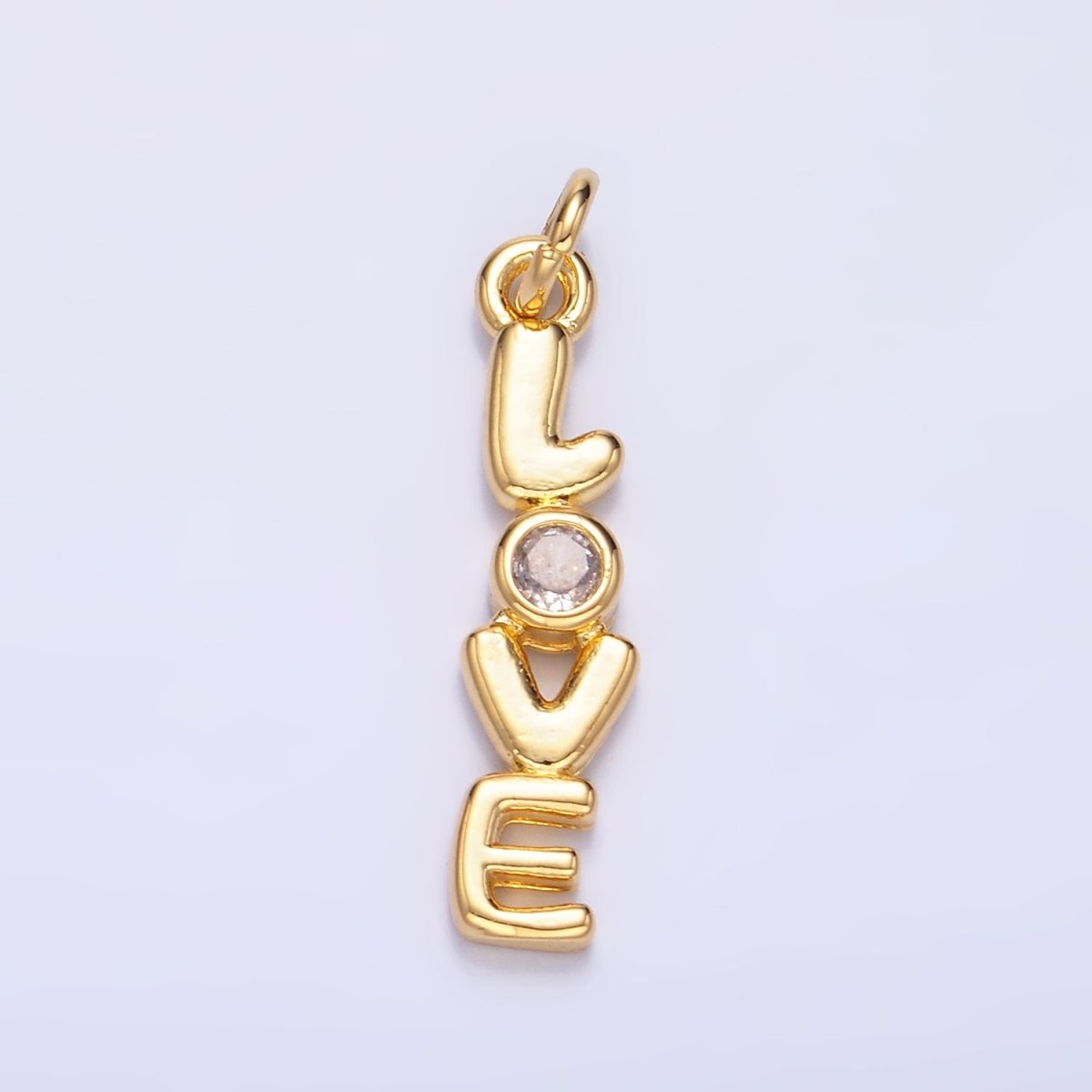 24K Gold Filled "LOVE" CZ Chubby Script Charm in Gold & Silver | W124
