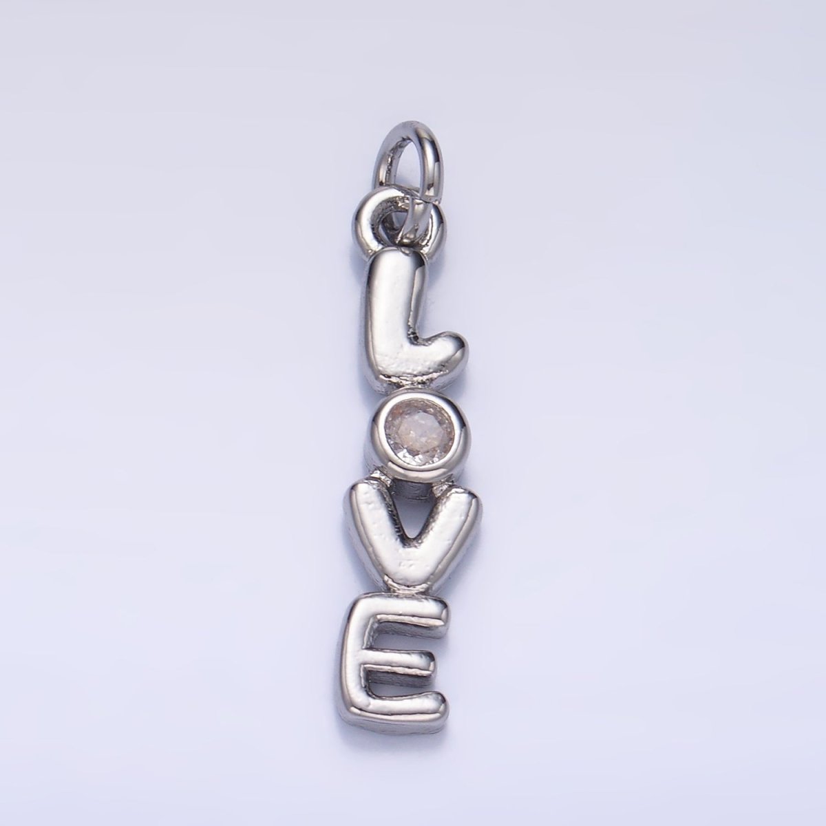 24K Gold Filled "LOVE" CZ Chubby Script Charm in Gold & Silver | W124