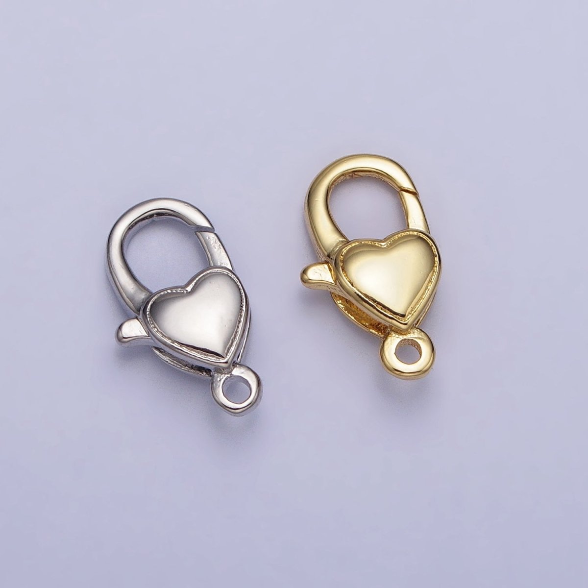 24K Gold Filled Love Heart Oval Lobster Clasps Jewelry Closure Supply in Gold & Silver | Z-129 Z-130