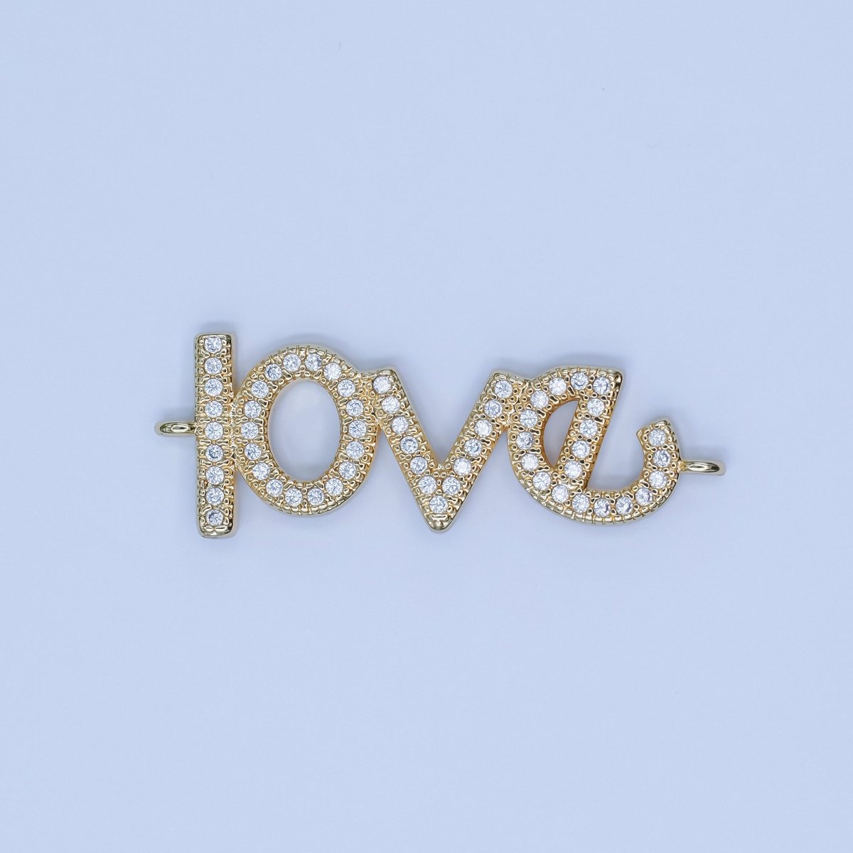 24K Gold Filled "LOVE" Micro Paved CZ Script Connector | Y006 - DLUXCA