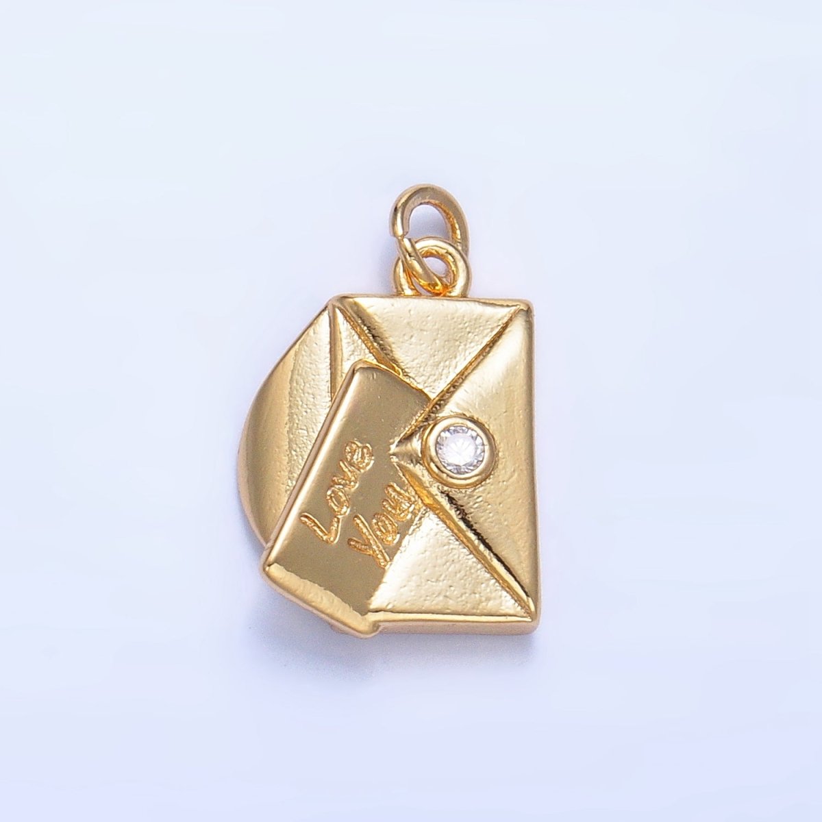 24K Gold Filled "Love You" Script Letter CZ Charm in Gold, Silver & Mixed Metal | W101 N046
