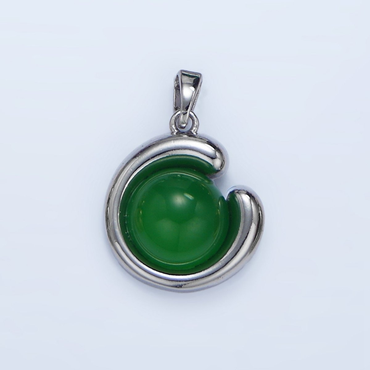 24K Gold Filled Malachite, Carnelian, Aventurine Gemstone Curved Molten Pendant in Gold & Silver | AA976 - AA978