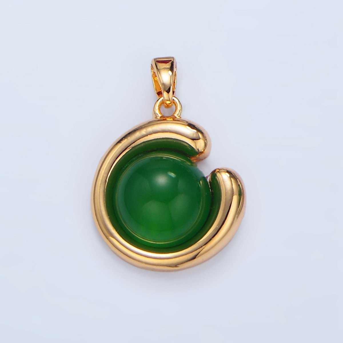 24K Gold Filled Malachite, Carnelian, Aventurine Gemstone Curved Molten Pendant in Gold & Silver | AA976 - AA978