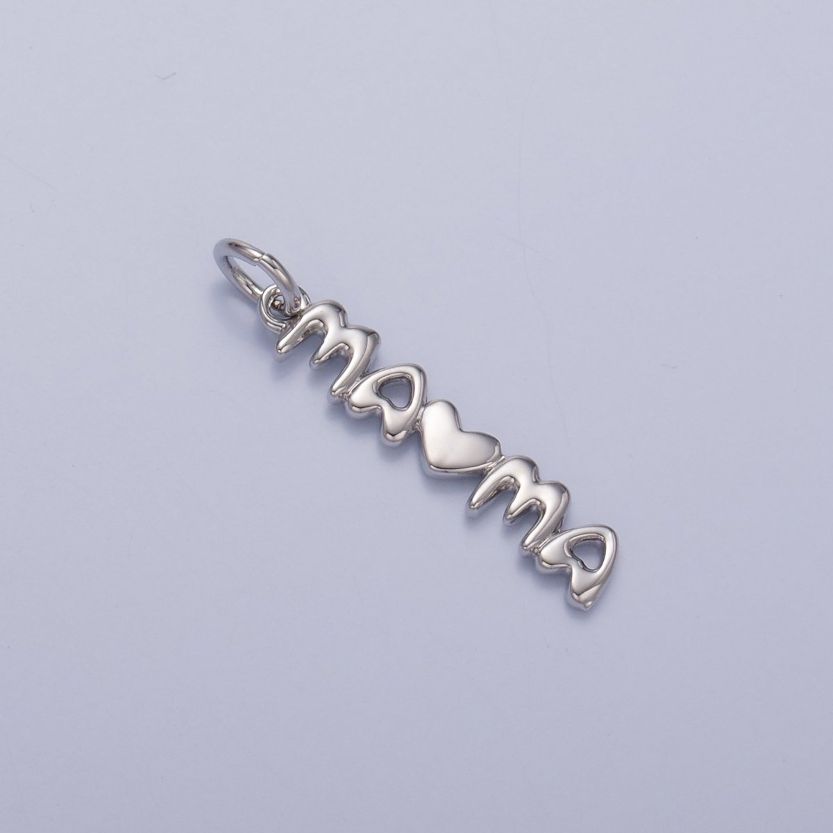 24K Gold Filled "MAMA" Heart Script Charm in Gold & Silver | W788