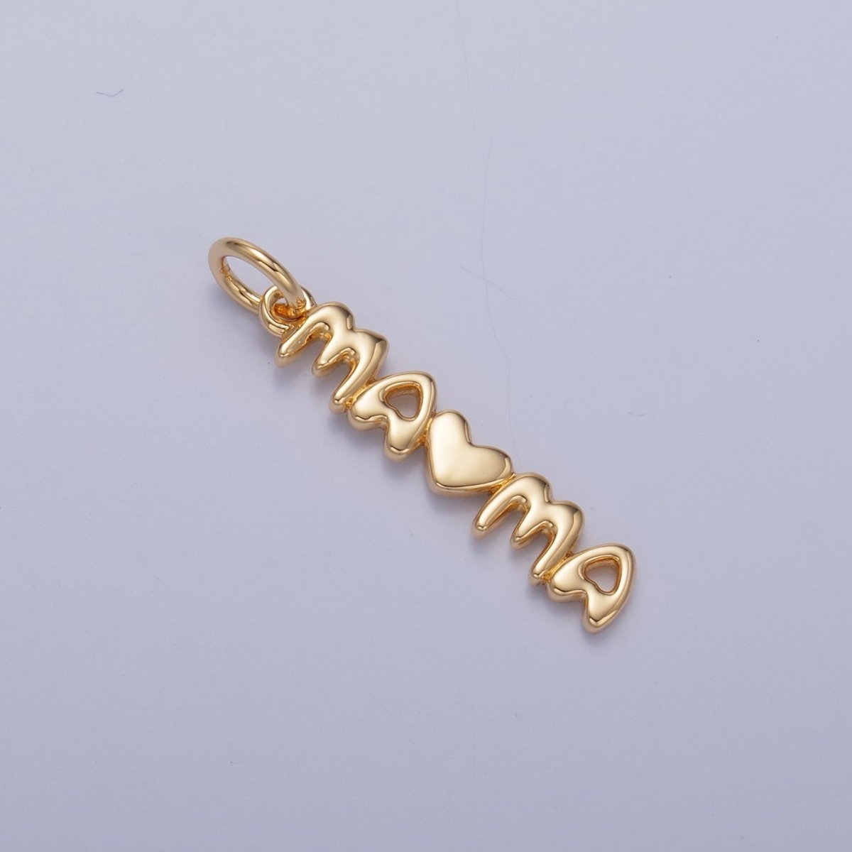 24K Gold Filled "MAMA" Heart Script Charm in Gold & Silver | W788