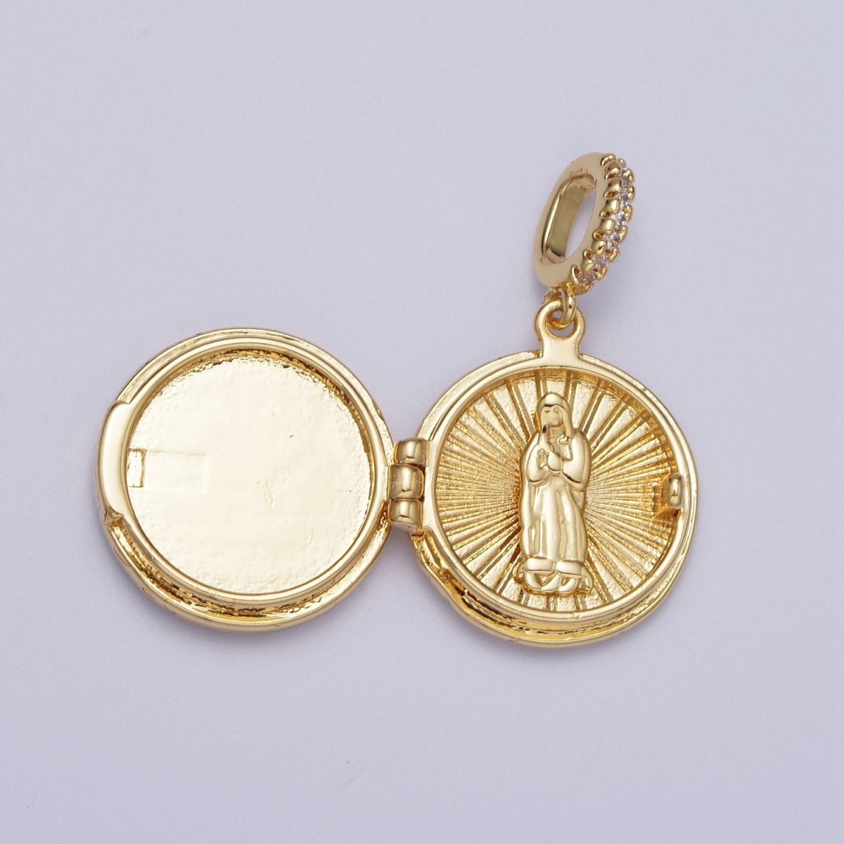 24K Gold Filled Marian Cross Black, Blue, Pink, White, Green Shell Opal Round Locket Pendant H-080 H-081 H-082 H-083 H-085