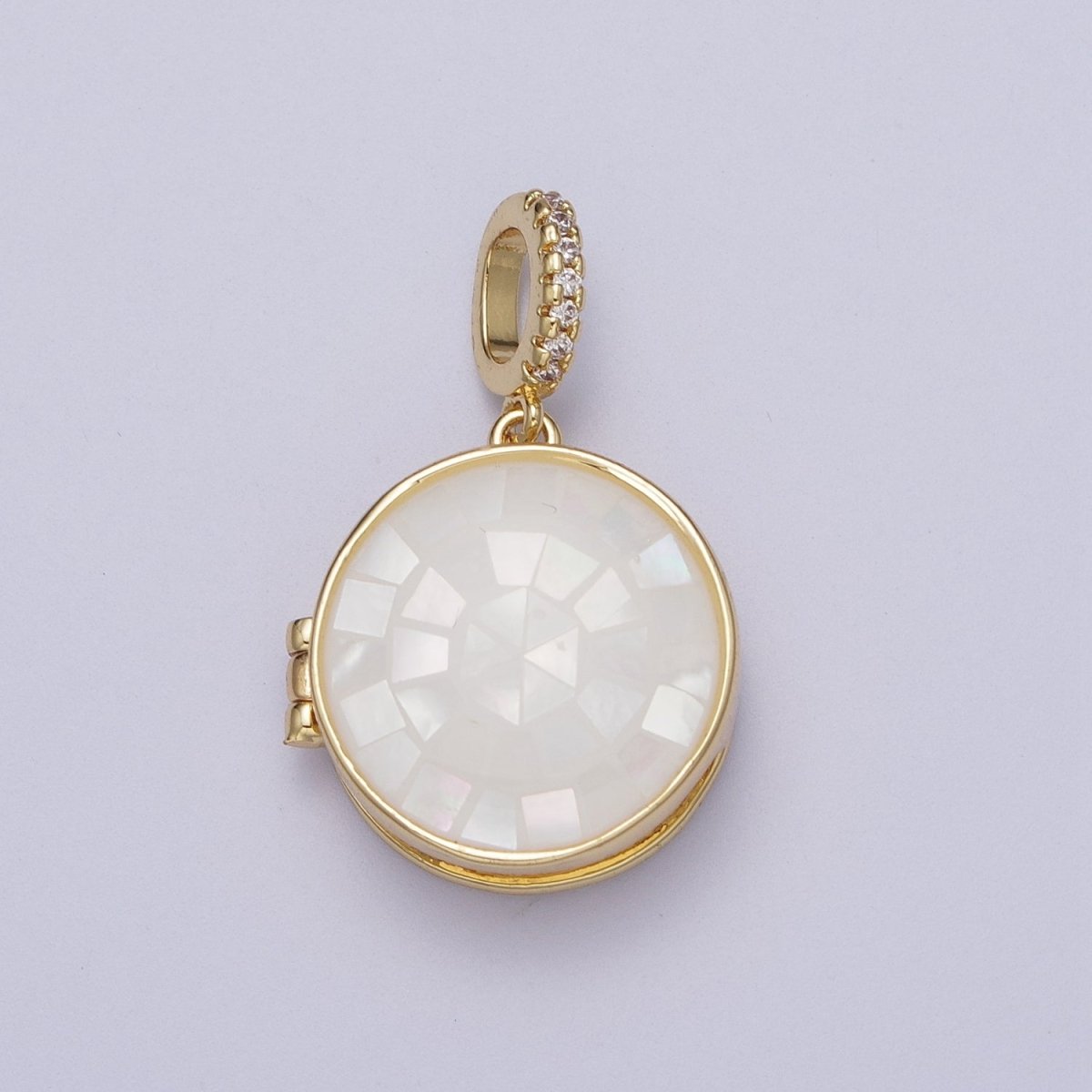 24K Gold Filled Marian Cross Black, Blue, Pink, White, Green Shell Opal Round Locket Pendant H-080 H-081 H-082 H-083 H-085