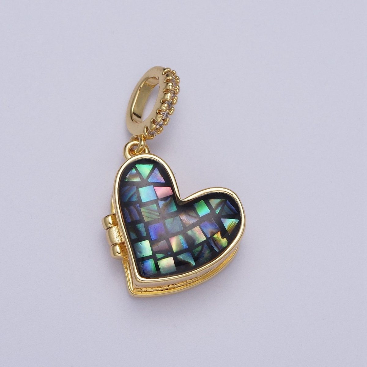 24K Gold Filled Marian Cross Black, Blue, White, Green, Pink Shell Opal Heart Locket Pendant H-106 H-107 H-115 H-130 H-173
