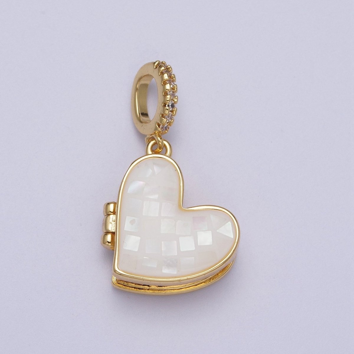 24K Gold Filled Marian Cross Black, Blue, White, Green, Pink Shell Opal Heart Locket Pendant H-106 H-107 H-115 H-130 H-173