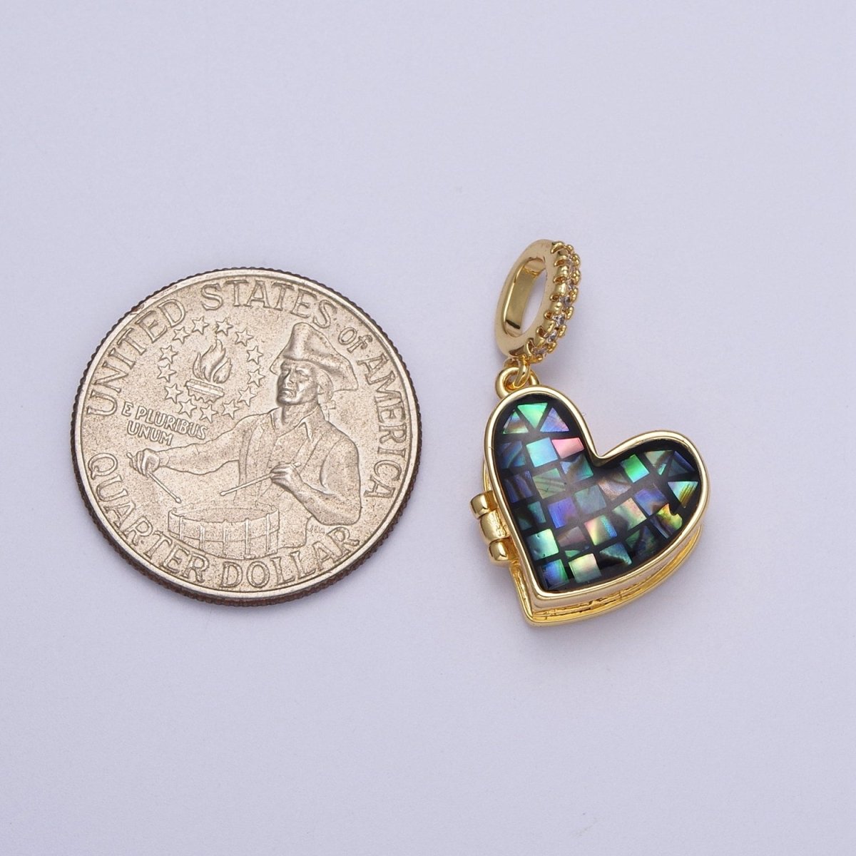 24K Gold Filled Marian Cross Black, Blue, White, Green, Pink Shell Opal Heart Locket Pendant H-106 H-107 H-115 H-130 H-173