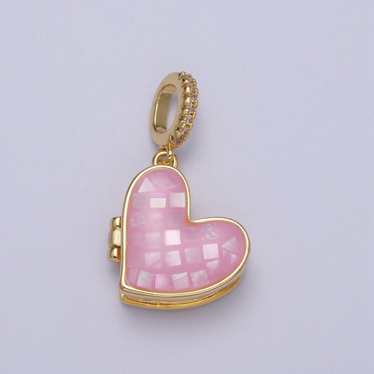 24K Gold Filled Marian Cross Black, Blue, White, Green, Pink Shell Opal Heart Locket Pendant H-106 H-107 H-115 H-130 H-173