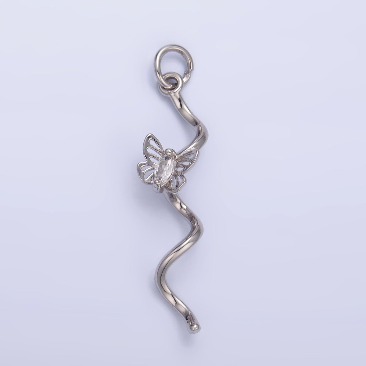 24K Gold Filled Marquise CZ Butterfly Curl Charm in Gold & Silver | W448