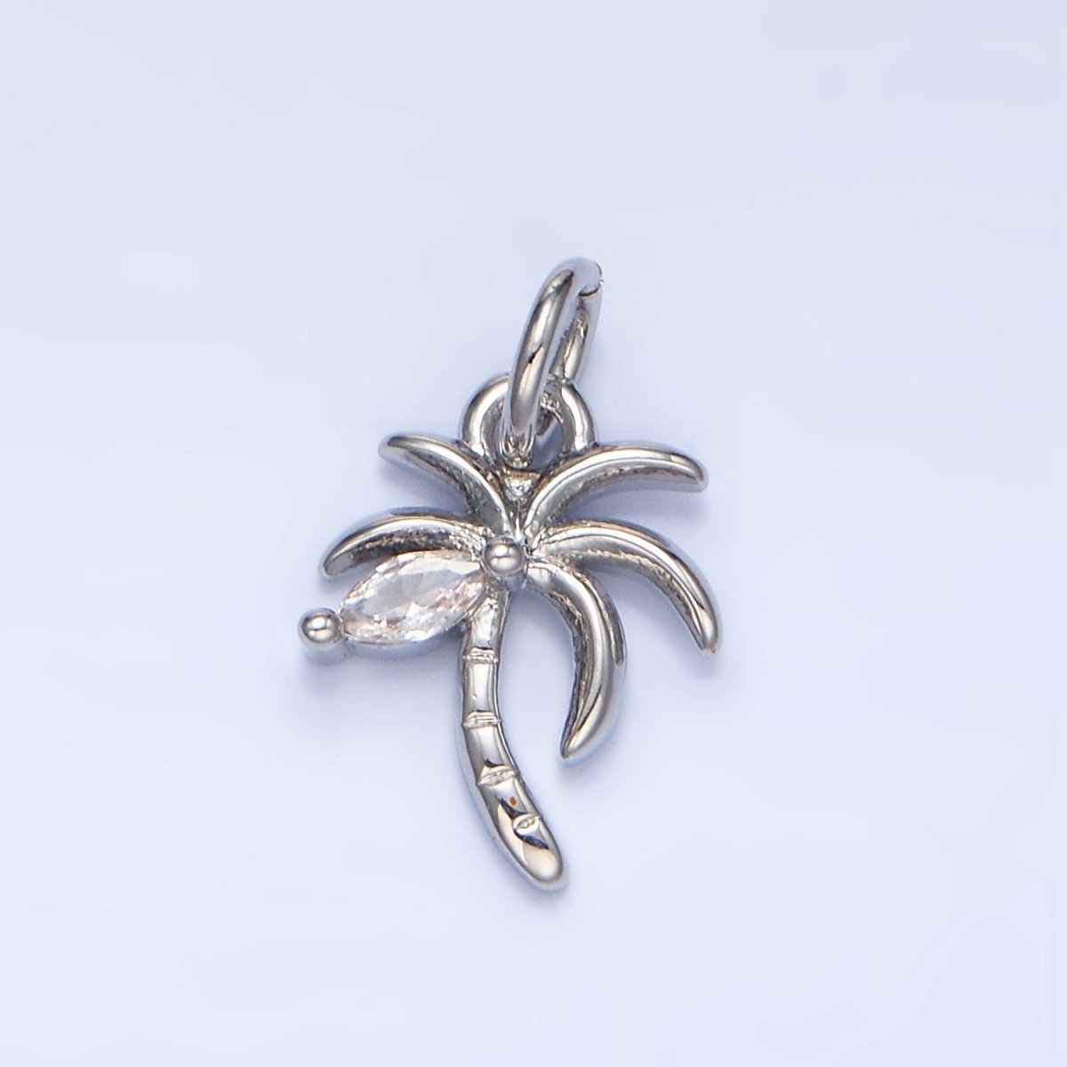 24K Gold Filled Marquise CZ Palm Tree Mini Charm in Gold & Silver | X859