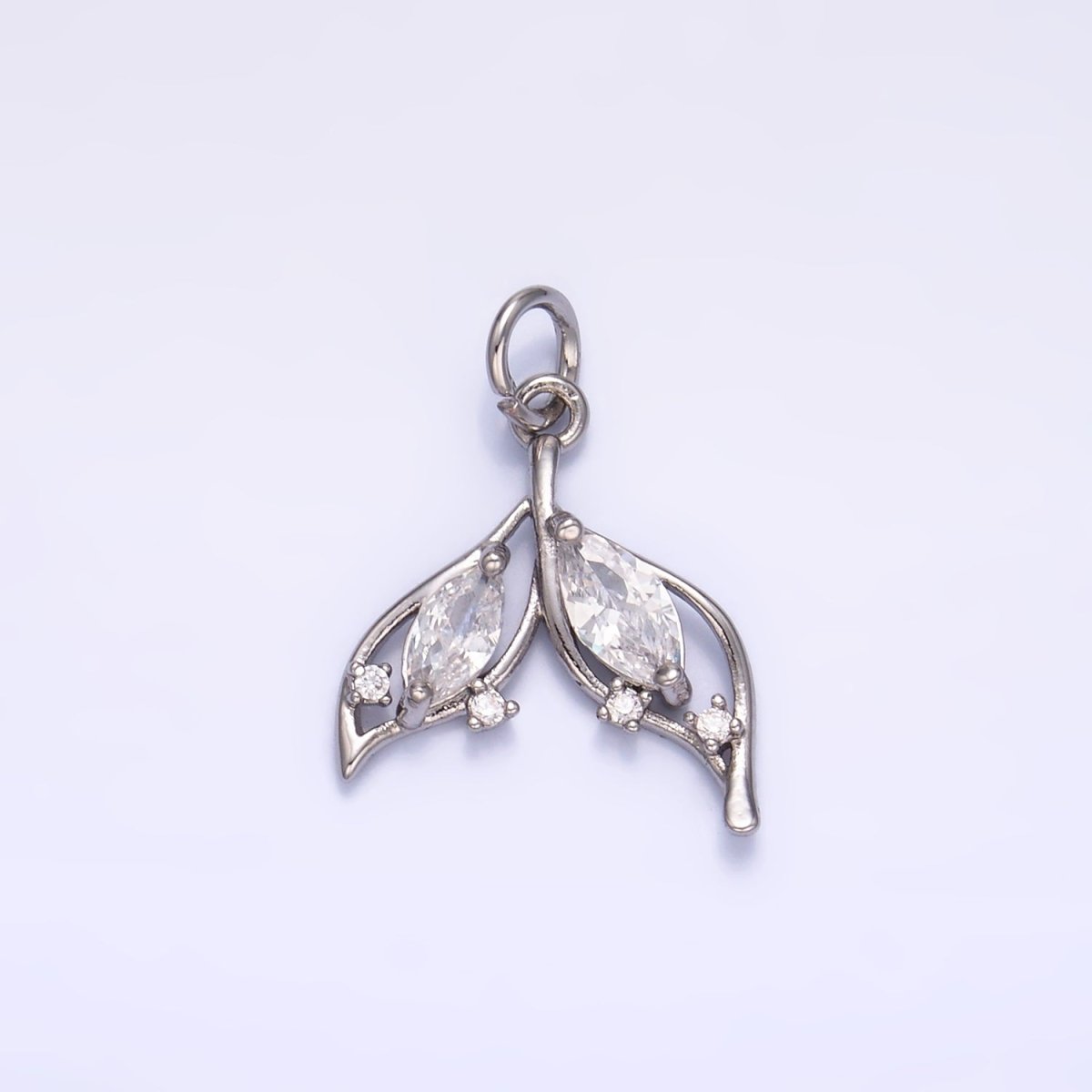 24K Gold Filled Marquise CZ Tail Sea Charm in Gold & Silver | W804
