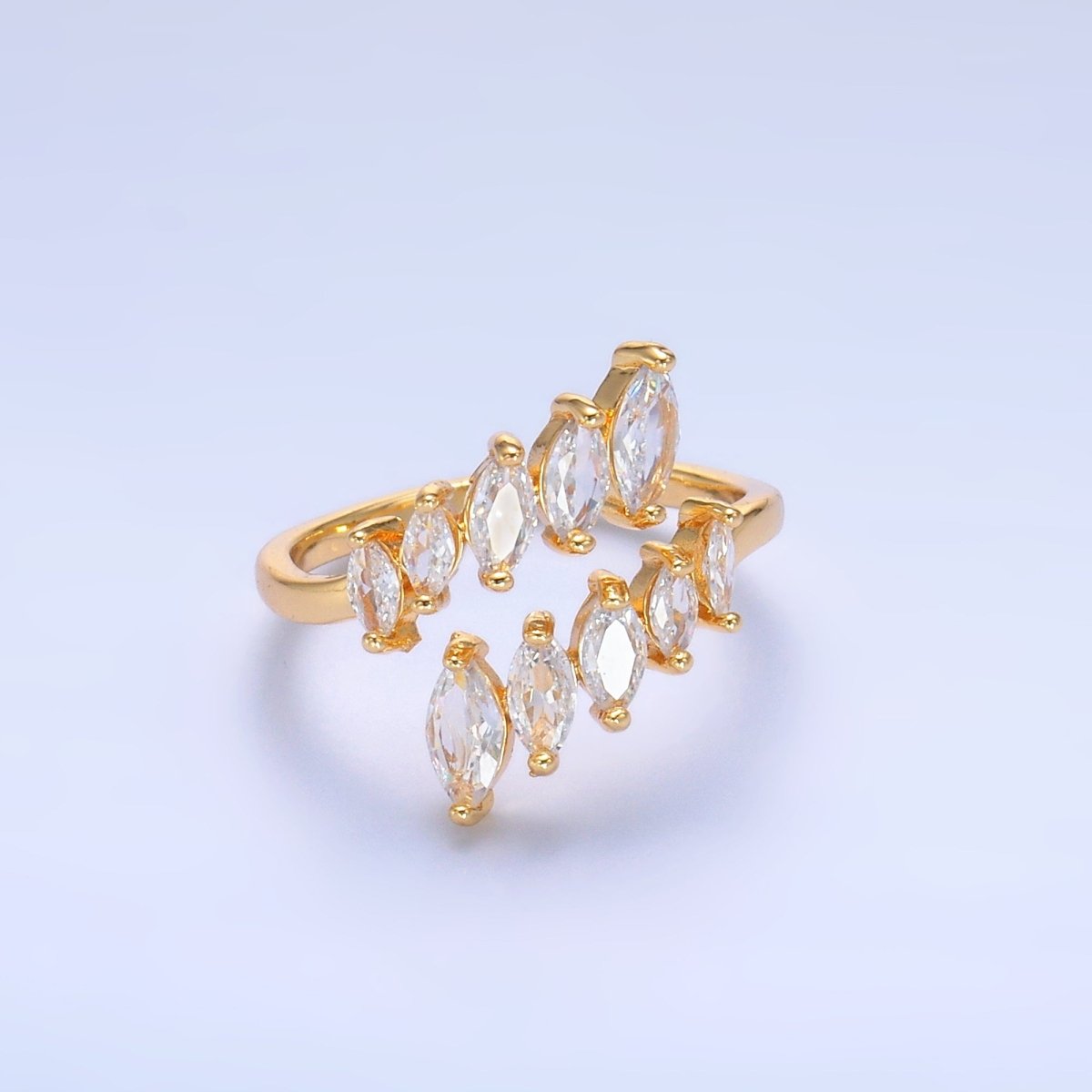 24K Gold Filled Marquise CZ Wrap Claw Ring | O551 - DLUXCA