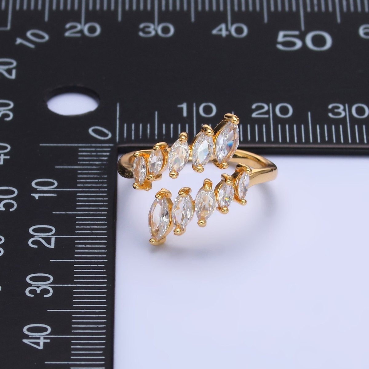 24K Gold Filled Marquise CZ Wrap Claw Ring | O551 - DLUXCA