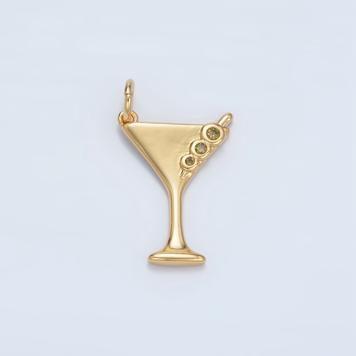 24K Gold Filled Martini Olive Alcohol Drink CZ Mini Charm in Gold & Silver | E311